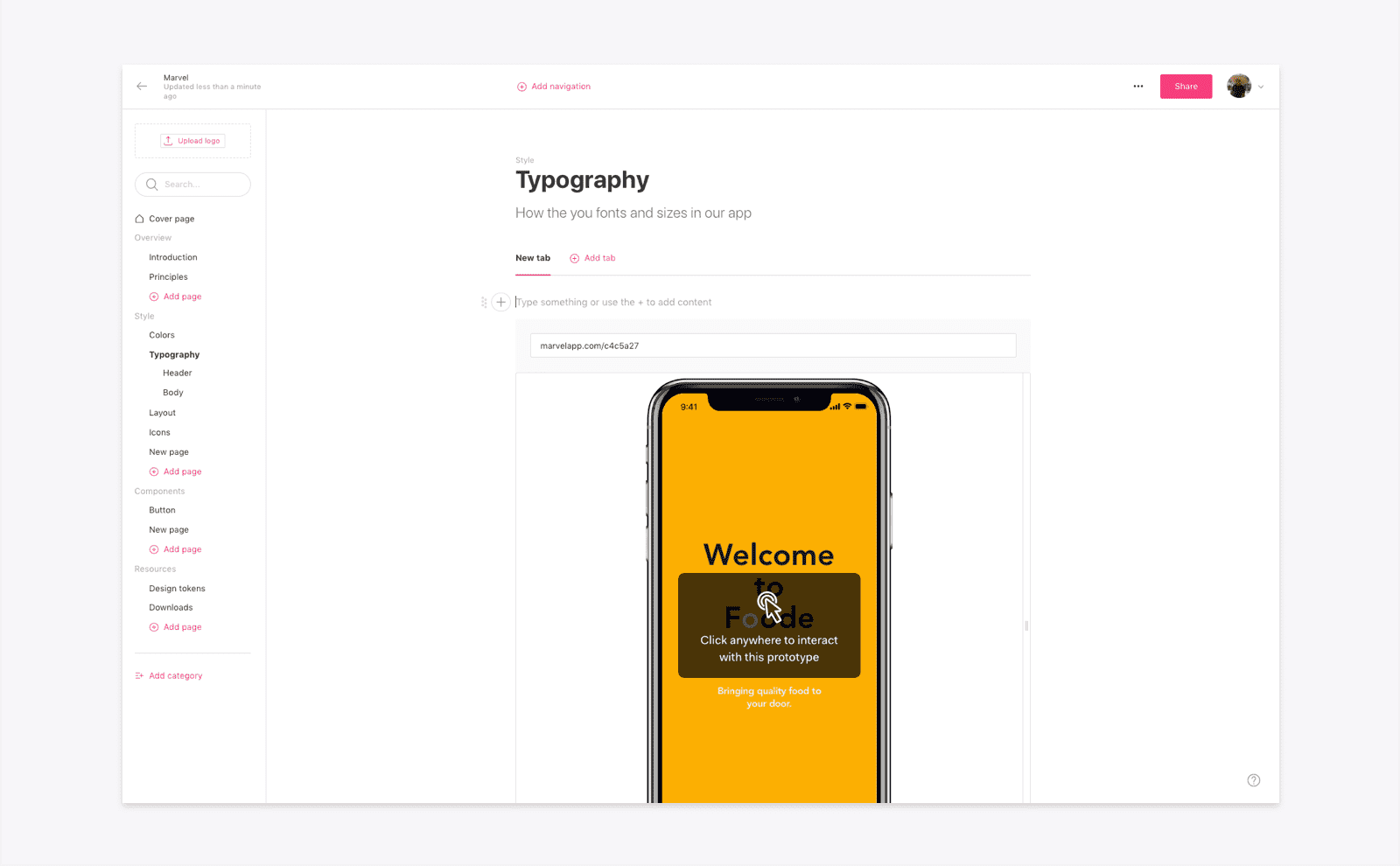 Marvel & Zeroheight | Embed Prototypes into a Design System