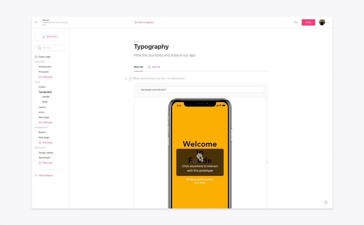 Marvel & Zeroheight | Embed Prototypes into a Design System