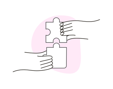 Illustration of 2 hands working on puzzle