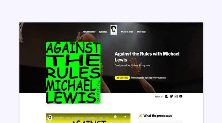 Screenshot of against the rules podcast website
