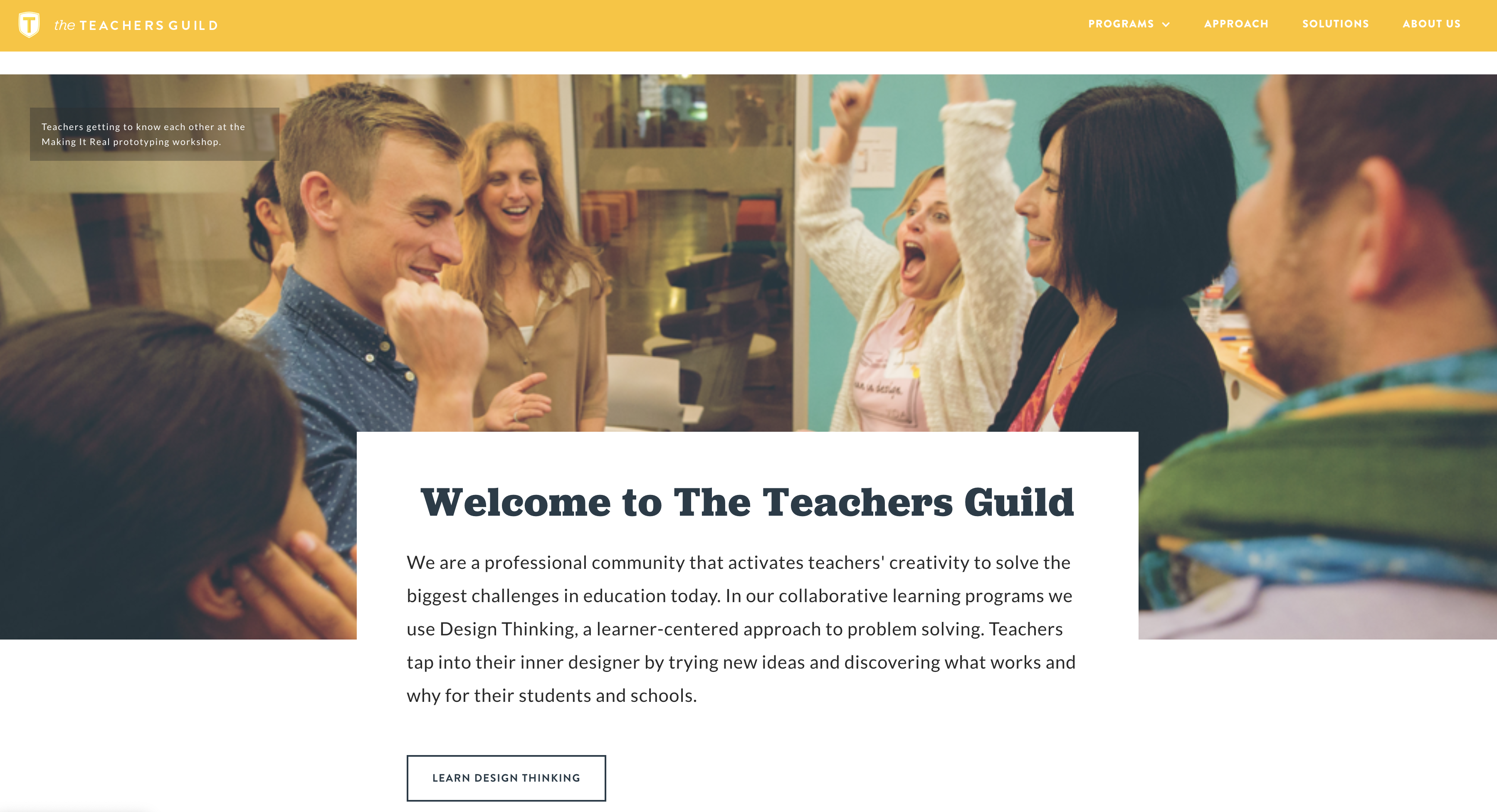 Screenshot of teachers guild site